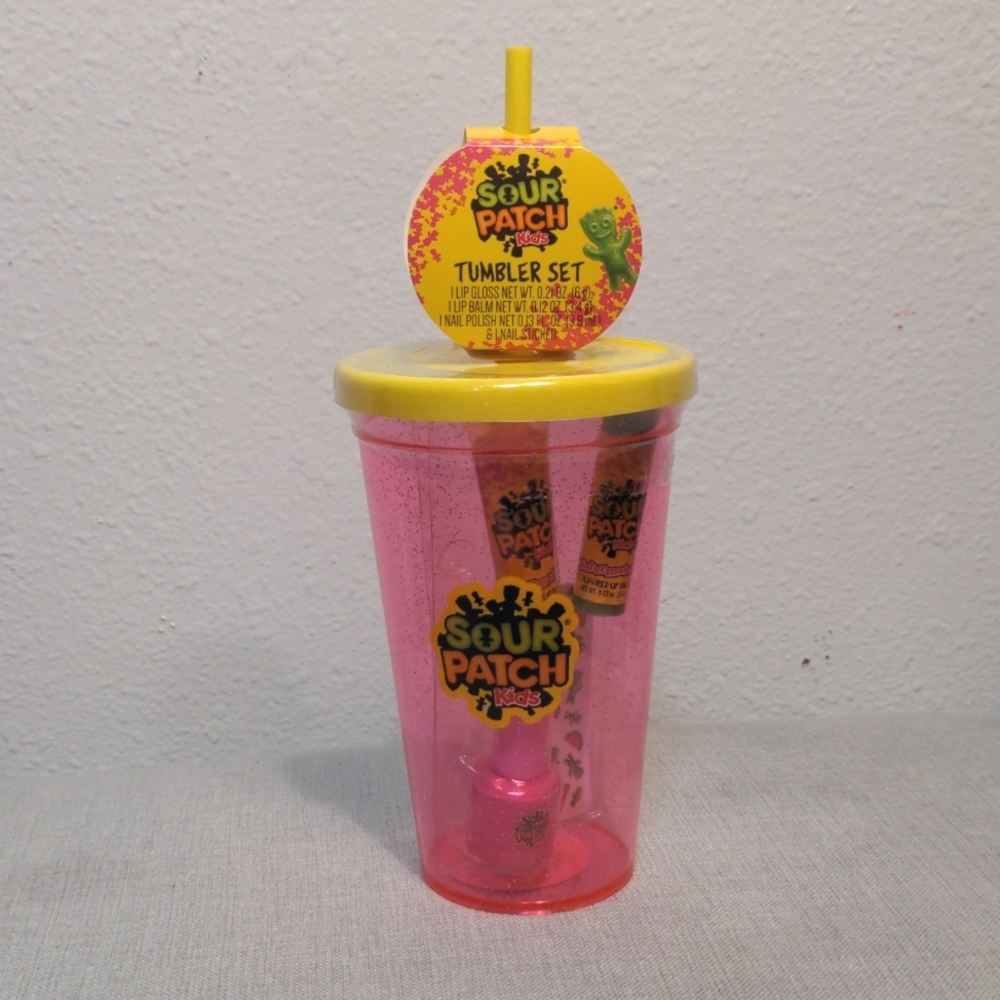 Sour Patch Kids Tumbler and Beauty Set Lipgloss, Lip Stick, Nail Care